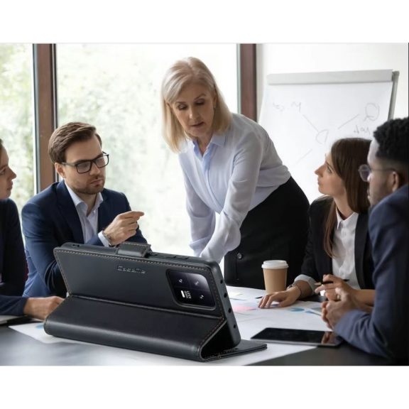 Xiaomi 14T Pro, Oldalra nyíló tok, stand, kártyatartóval, RFID technológiával, Wooze CaseME, lila