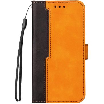   Xiaomi Redmi 13 4G / Note 13R / Poco M6 4G, Oldalra nyíló tok, stand, kártyatartóval, kézpánttal, Wooze Colour Wallet, narancssárga