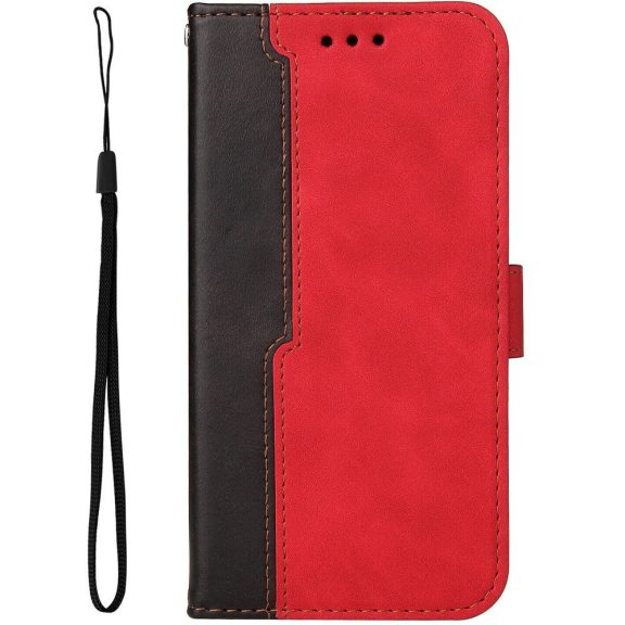 Xiaomi Redmi 13 4G / Note 13R / Poco M6 4G, Oldalra nyíló tok, stand, kártyatartóval, kézpánttal, Wooze Colour Wallet, piros