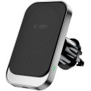 Autós tartó, univerzális, szélvédőre vagy szellőzőre vagy műszerfalra rögzíthető, 360°-ban forgatható, mágneses, Magsafe kompatibilis, Magsafe gyűrűvel, Qi vezeték nélküli töltővel, 15W, TP MM15W-V9 Magnetic Magsafe, fekete