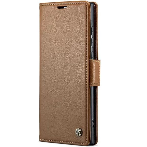 Xiaomi Redmi Note 14 Pro Plus 5G (Global), Oldalra nyíló tok, stand, kártyatartóval, RFID technológiával, Wooze CaseME, barna