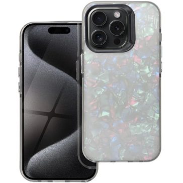   Apple iPhone 16 Pro, Műanyag hátlap védőtok + szilikon keret, kristály minta, Tutti-Frutti Case, fekete/ezüst