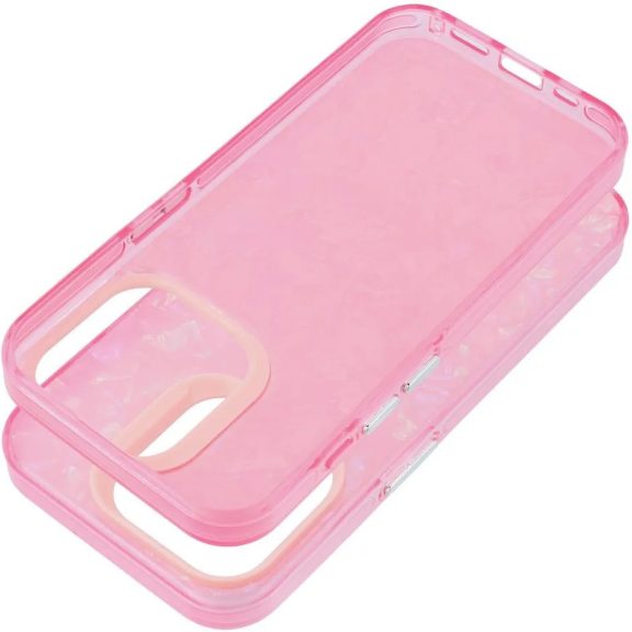 Apple iPhone 15 Pro, Műanyag hátlap védőtok + szilikon keret, kristály minta, Tutti-Frutti Case, rózsaszín