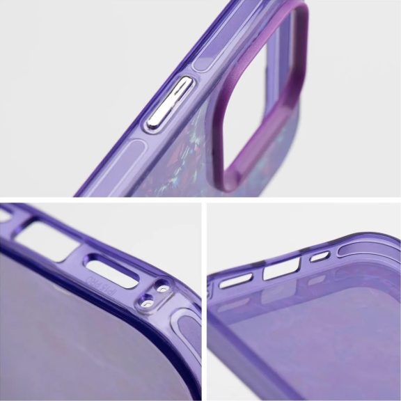 Apple iPhone 15 Pro Max, Műanyag hátlap védőtok + szilikon keret, kristály minta, Tutti-Frutti Case, lila