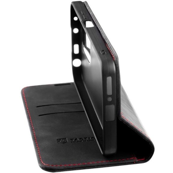 Apple iPhone 16e / 17e, Oldalra nyíló tok, stand, kártyatartóval, Tactical Xproof, fekete