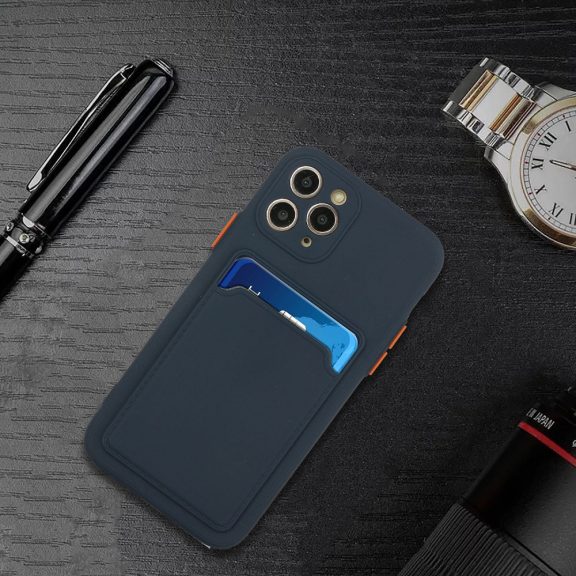 Huawei Honor Magic 7 Lite / X9c / X60 Pro, Szilikon tok, kártyatartóval, Wooze Card Slot, sötétkék