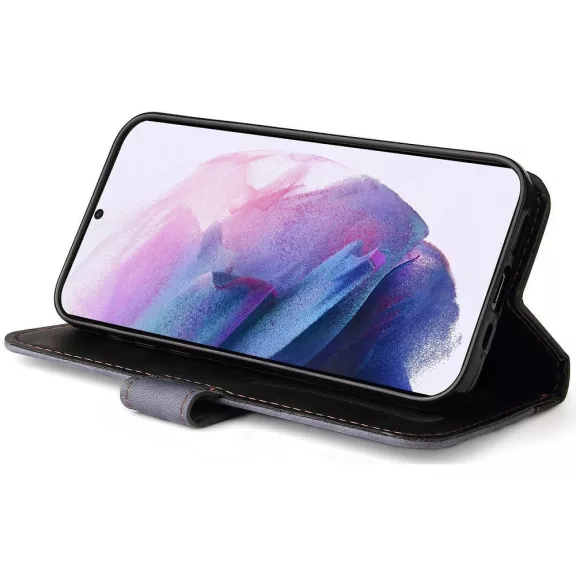 Samsung Galaxy A26 5G SM-A266B, Oldalra nyíló tok, stand, kártyatartóval, kézpánttal, Wooze Colour Wallet, szürke