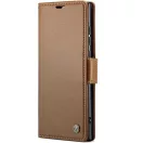 Samsung Galaxy A26 5G SM-A266B, Oldalra nyíló tok, stand, kártyatartóval, RFID technológiával, Wooze CaseME, barna