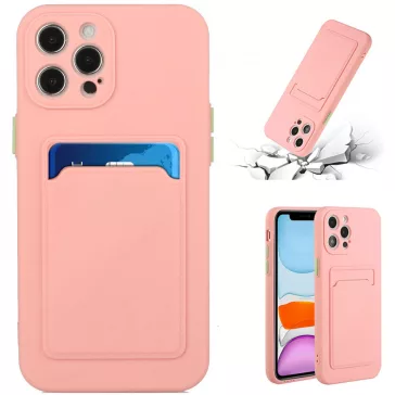   Samsung Galaxy A26 5G SM-A266B, Szilikon tok, kártyatartóval, Wooze Card Slot, rózsaszín