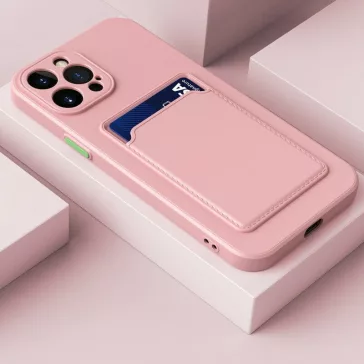   Samsung Galaxy A26 5G SM-A266B, Szilikon tok, kártyatartóval, Wooze Card Slot, rózsaszín