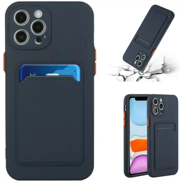   Samsung Galaxy A26 5G SM-A266B, Szilikon tok, kártyatartóval, Wooze Card Slot, sötétkék
