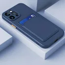 Samsung Galaxy A26 5G SM-A266B, Szilikon tok, kártyatartóval, Wooze Card Slot, sötétkék