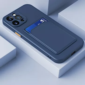   Samsung Galaxy A26 5G SM-A266B, Szilikon tok, kártyatartóval, Wooze Card Slot, sötétkék