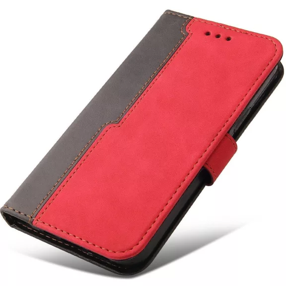 Samsung Galaxy A36 5G SM-A366B, Oldalra nyíló tok, stand, kártyatartóval, kézpánttal, Wooze Colour Wallet, piros