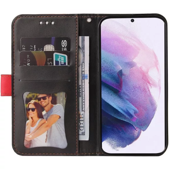 Samsung Galaxy A36 5G SM-A366B, Oldalra nyíló tok, stand, kártyatartóval, kézpánttal, Wooze Colour Wallet, piros