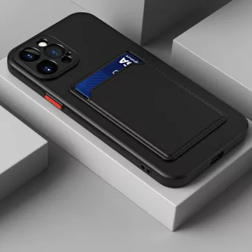   Samsung Galaxy A36 5G SM-A366B, Szilikon tok, kártyatartóval, Wooze Card Slot, fekete