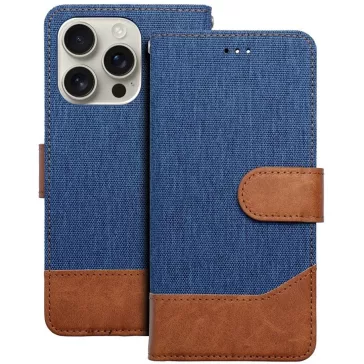   Samsung Galaxy A26 5G SM-A266B, Oldalra nyíló tok, stand, kártyatartóval, farmer minta, Jeans Book, kék