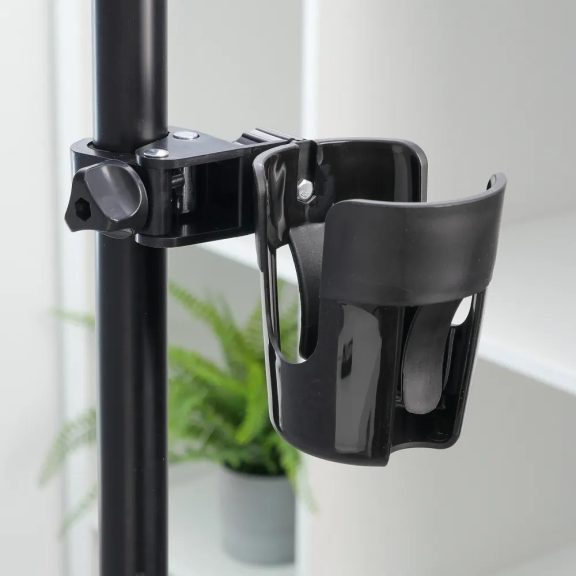 Univerzális, kerékpáros / biciklis / roller tartó, palack tartó, tartókonzollal, kormányra szerelhető, FSCGE-105, fekete
