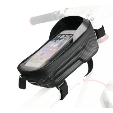   Univerzális, kerékpáros / biciklis tartó, táska, 5 - 6.2", vázra szerelhető, vízálló, napellenző, FSBFB-451, fekete