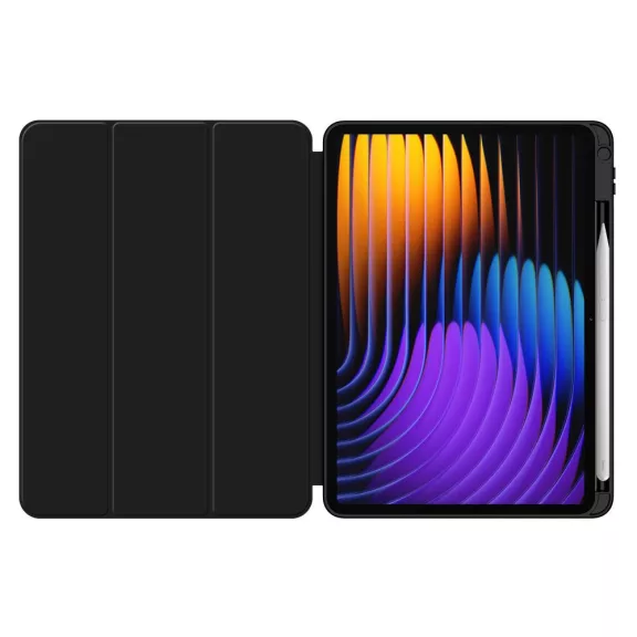 Xiaomi Pad 7 (11.2) / Pad 7 Pro (11.2), mappa tok, közepesen ütésálló, érintőceruza tartó, érintőceruza nélkül, Trifold, TP SC Pen Holder, fekete
