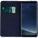 Samsung Galaxy A15 4G / A15 5G SM-A155F / A156B, Oldalra nyíló tok, valódi bőrtok, stand, Smart Pro, sötétkék