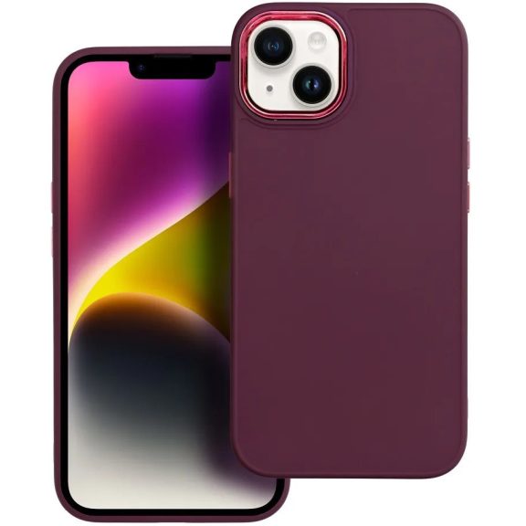 Xiaomi Redmi A5 4G, Szilikon tok, közepesen ütésálló, fémhatású kamera keret, Frame Case, lila