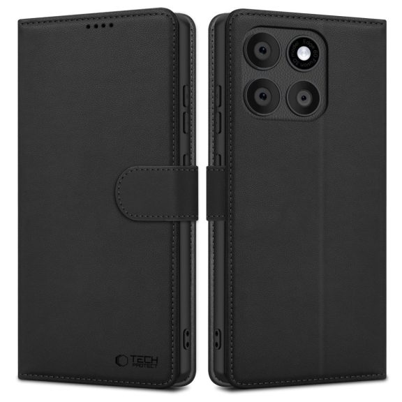 Motorola Edge 60 Fusion, Oldalra nyíló tok, stand, mágnes csattal, TP Wallett, fekete