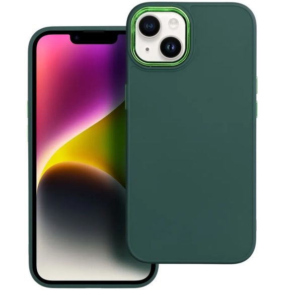 Apple iPhone Air (2025), Szilikon tok, közepesen ütésálló, fémhatású kamera keret, Frame Case, zöld