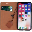 Apple iPhone Air (2025), Oldalra nyíló tok, valódi bőrtok, stand, Smart Pro, barna