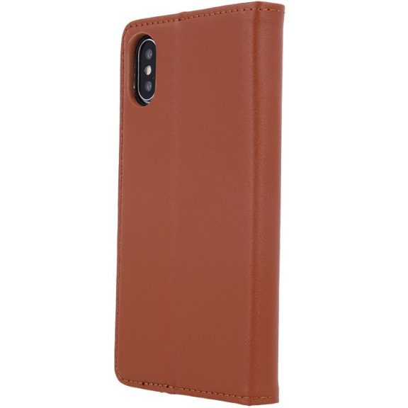 Apple iPhone 17 Pro, Oldalra nyíló tok, valódi bőrtok, stand, Smart Pro, barna