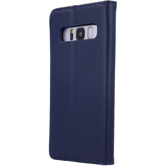 Apple iPhone 17 Pro Max, Oldalra nyíló tok, valódi bőrtok, stand, Smart Pro, sötétkék