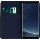 Apple iPhone 17 Pro Max, Oldalra nyíló tok, valódi bőrtok, stand, Smart Pro, sötétkék