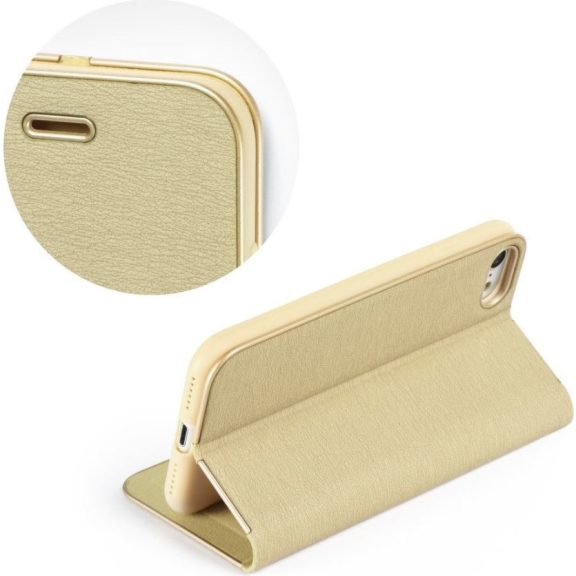 Apple iPhone 17, Oldalra nyíló tok, stand, Luna Book, arany