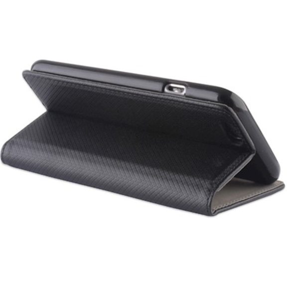 Apple iPhone 17 Pro, Oldalra nyíló tok, stand, Smart Magnet, fekete