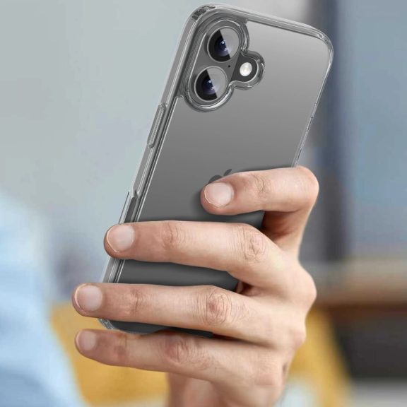 Apple iPhone 17, Műanyag hátlap védőtok + szilikon keret, FlexAir Hybrid, átlátszó