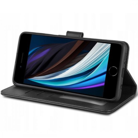 Apple iPhone 17, Oldalra nyíló tok, stand, mágnes csattal, kivehető tokkal, Magsafe töltővel kompatibilis, TP Wallett Magsafe, fekete