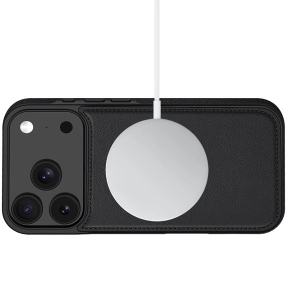 Apple iPhone 17 Pro Max, Oldalra nyíló tok, stand, mágnes csattal, kivehető tokkal, Magsafe töltővel kompatibilis, TP Wallett Magsafe, fekete