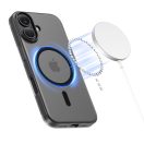 Apple iPhone 17, Műanyag hátlap védőtok + szilikon keret, közepesen ütésálló, Magsafe töltővel kompatibilis, Magslim Magsafe, áttetsző/fekete
