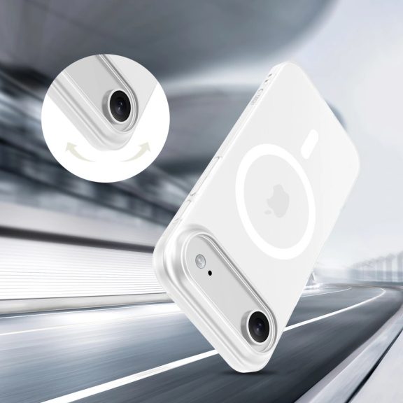 Apple iPhone Air (2025), Műanyag hátlap védőtok + szilikon keret, közepesen ütésálló, Magsafe töltővel kompatibilis, Magslim Magsafe, áttetsző/fehér