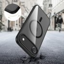 Apple iPhone Air (2025), Műanyag hátlap védőtok + szilikon keret, Magsafe töltővel kompatibilis, Magmat Magsafe, átlátszó/fekete