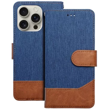   Samsung Galaxy A17 4G / A17 5G SM-A175F / A176B, Oldalra nyíló tok, stand, kártyatartóval, farmer minta, Jeans Book, kék