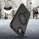 Apple iPhone 16e / 17e, Műanyag hátlap védőtok + szilikon keret, Magsafe töltővel kompatibilis, Magmat Magsafe, áttetsző/fekete