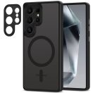 Samsung Galaxy S25 Ultra SM-S938, Műanyag hátlap védőtok + szilikon keret, Magsafe töltővel kompatibilis, kameravédő kerettel, Magcam Magsafe, áttetsző/fekete