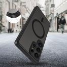 Samsung Galaxy S25 Ultra SM-S938, Műanyag hátlap védőtok + szilikon keret, Magsafe töltővel kompatibilis, kameravédő kerettel, Magcam Magsafe, áttetsző/fekete