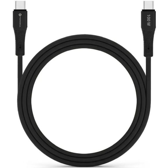 USB Type-C töltő- és adatkábel, USB Type-C, 100 cm, 5000 mA, 100W, törésgátlóval, gyorstöltés, PD, QC 4.0, Forcell F-Energy C347, fekete
