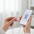 USB Type-C töltő- és adatkábel, USB Type-C, 100 cm, 5000 mA, 100W, törésgátlóval, gyorstöltés, PD, QC 4.0, Forcell F-Energy C347, fehér