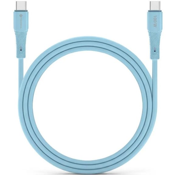 USB Type-C töltő- és adatkábel, USB Type-C, 100 cm, 5000 mA, 100W, törésgátlóval, gyorstöltés, PD, QC 4.0, Forcell F-Energy C347, kék