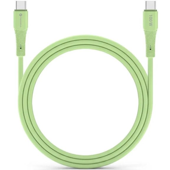 USB Type-C töltő- és adatkábel, USB Type-C, 100 cm, 5000 mA, 100W, törésgátlóval, gyorstöltés, PD, QC 4.0, Forcell F-Energy C347, zöld