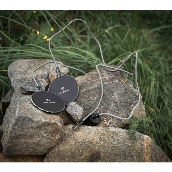 Univerzális vezeték nélküli töltő, Qi Wireless, gyorstöltés, LED - es, 15W, Tactical Base Plug, fekete