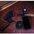 Univerzális vezeték nélküli töltő, Qi Wireless, gyorstöltés, LED - es, 15W, Tactical Base Plug, fekete